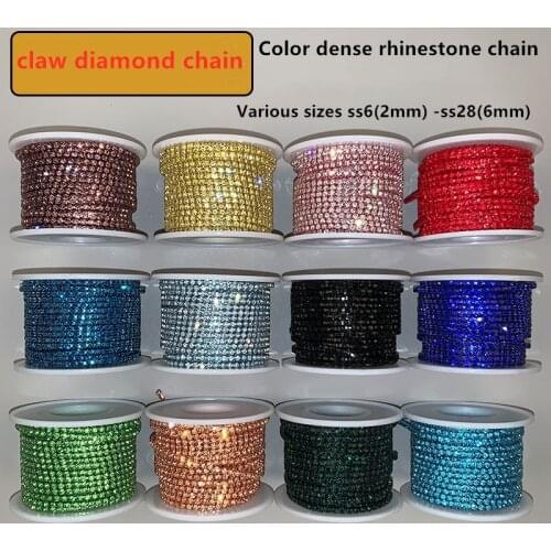 Hot Sale Sewing Rhinestone Cup Chain Ss6-Ss28 Glitter Crystal Silver Claw Gule On Diamond Trims Diy Clothes Dress Accessories