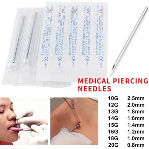 100PC 12G/13G/14G/15G/16G Piercing Needles Sterile Disposable Body Piercing Needles 12G For Ear Nose Navel Nipple