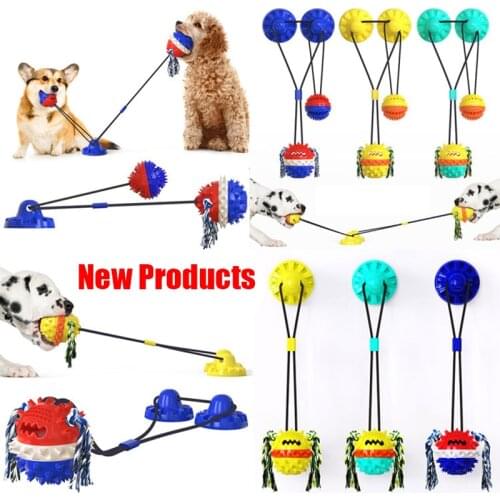 Pet Dog Toys Silicon Suction Cup Tug Pet Toy Dogs Push Ball Toy Pet Tooth Cleaning Dog Toothbrush for Puppy Small Dog Biting Toy