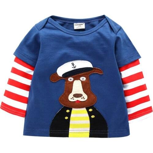 2017 Spring/Autumn 100% Cotton Baby Boys Girls T Shirt 1-6T Kids Cartoon Animal Long Sleeve T-Shirt Children Pullovers Tee