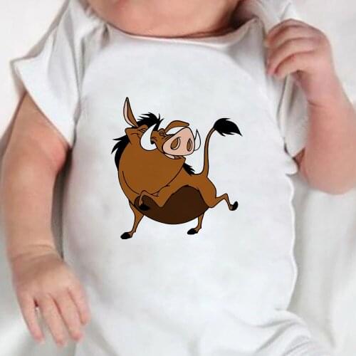 Pumbaa The Lion King Infant Jumpsuits Fashion Summer Harajuku Aesthetic Short-sleeved Baby Romper Graphics Newborn Bodysuit