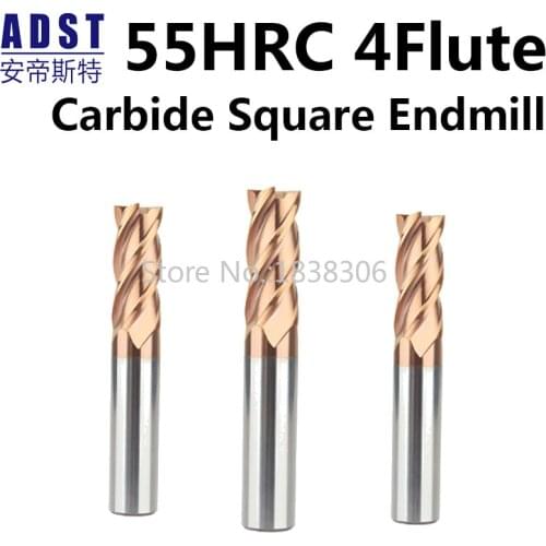 Endmill End Mill Carbide Tungsten Milling Cutter Cutting Tools 55HRC 4 Flute Square endmill Router Bit 1 Pcs Free Shipping