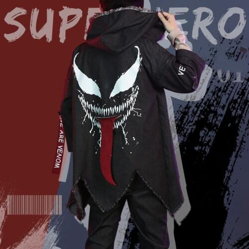 Movie Cosplay Costumes Superhero Black Windbreaker Jackets Coat Pants For Men Boys Party Stage Halloween Clothes