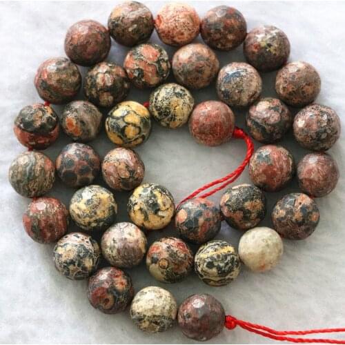 Red Leopardskin Natural Stone 8mm 10mm Semi Finished Accessories Faceted Round Vintage Jewelry Diy Loose Beads 18inch B1093