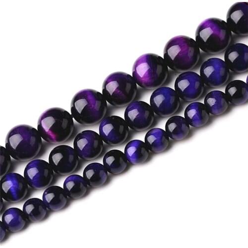 4-16mm Round Purple Tiger Eye Stone Beads Natural Gem Stone Beads For Jewelry Making Beads Bracelets 15'' DIY Beads Trinket