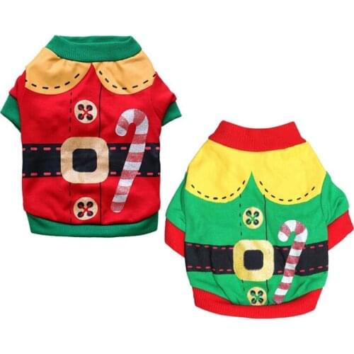 Hot Selling Pet Christmas Carnival Pattern Cotton T-Shirt Dog 2-Leg Party Holiday Short-Sleeved Clothing Winter Warm Vest