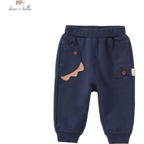 DBX18484 dave bella autumn baby boys fashion cartoon pockets pants children full length kids boy pants infant toddler trousers