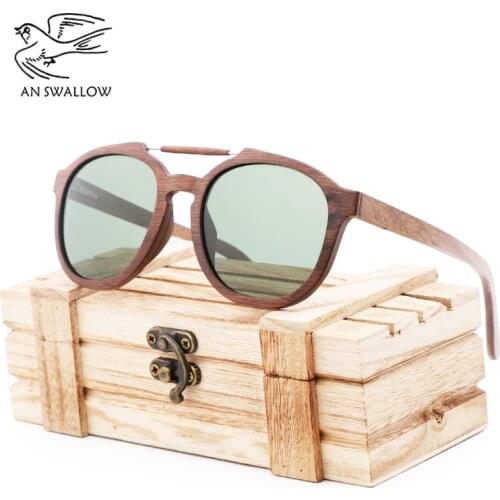 New Classic Trend Wooden Sunglasses Elliptical Frame Fashionable Gentlemens and Womens Sunglasses TAC Lens UV400 Glasses