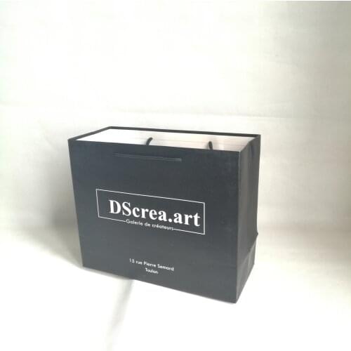 Wholesales 500pcs/lot 25Hx30x13 cm Custom Logo Black Paper Shopping Bag with Cotton Handle Luxury Shopper Bag for Boutiques Gift