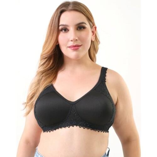 Full Coverage Underwire Lace Tirm Minimizer Bra Black Plus Size T Shirt Bra Womens Underwear 85B 85E 85F 90B 90D 90E 95C 100B