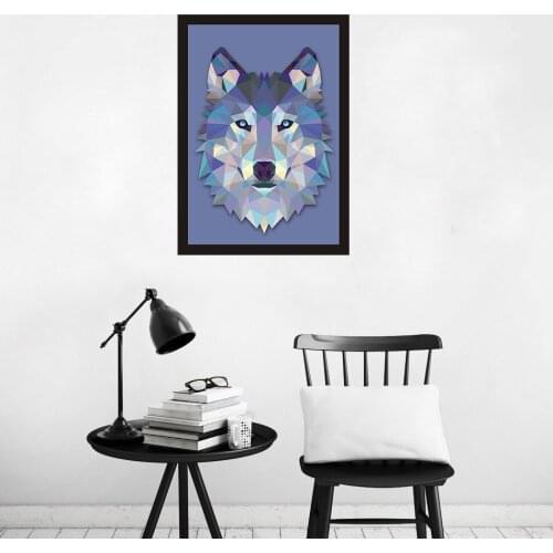 Abstract Geometric Animal Poster Wolf Dog Head Decorative Painting Childrens Room Kindergarten Office Hotel Store Wall Canvas