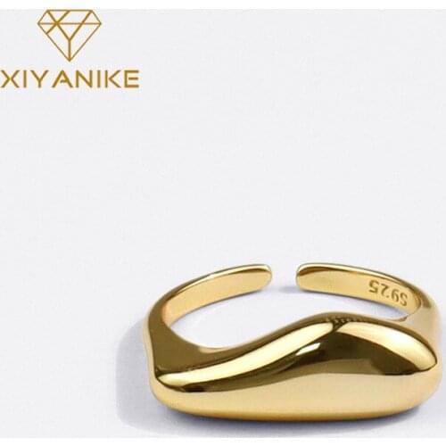 XIYANIKE 925 Sterling Silver Geometric Simple Ring Female Fashion Retro Smooth Romantic Birthday Gift Couple Accessories Jewelry