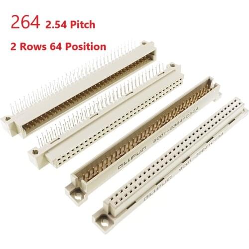 5 pcs DIN 41612 Din Header Connector Dual Row 64 Positions Male Pins Straight Through Hole PCB Solder 2x32 64 Pin