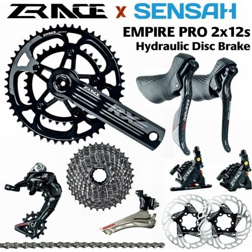 SENSAH EMPIRE PRO 2x12 Speed, 24s Road Groupset, R/L Shifter + R/F Derailleurs + ZRACE RX Crank / Disc Brake , carbon fiber