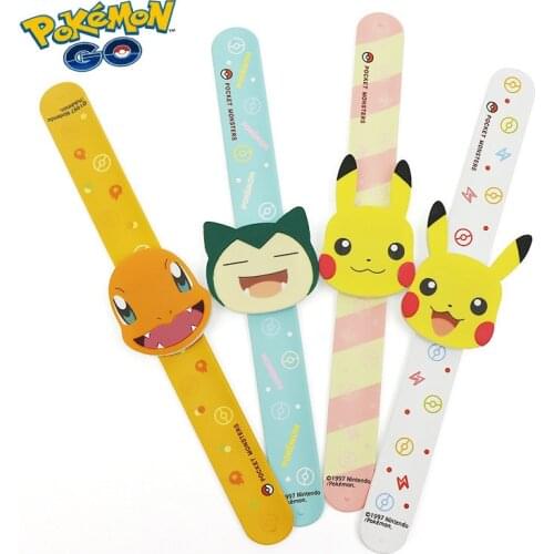 Pokemon Pikachu Silicone LED Electronic Children Clapping Ring Cute Cartoon Pokemon Jenny Turtle Electronic Watch Birthday Gifts