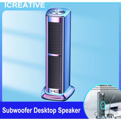 ICREATIVE Home Theater System Computer Speaker USB Bluetooth-compatible Speaker Subwoofer Desktop Speaker with Ambient Light