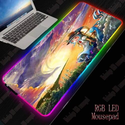 Anime Girl Cloud Gaming RGB Glow Mouse Pad Gamer Computer Mousepad RGB Backlit Large Mousepad XXL for Desk Keyboard LED Mice Mat