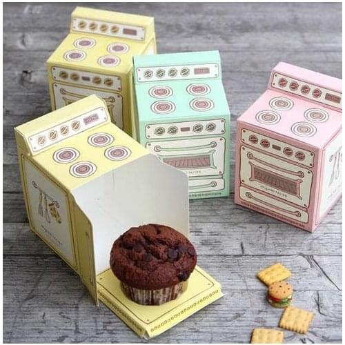 Vintage oven printed gift box, cupcake box, muffin box party favor box, 30PCS/LOT