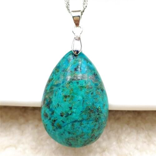 Top Quality Natural Malachite Blue Green Chrysocolla Pendant Powerful 33x23x10mm Women Men Rectangle Jewelry AAAAA