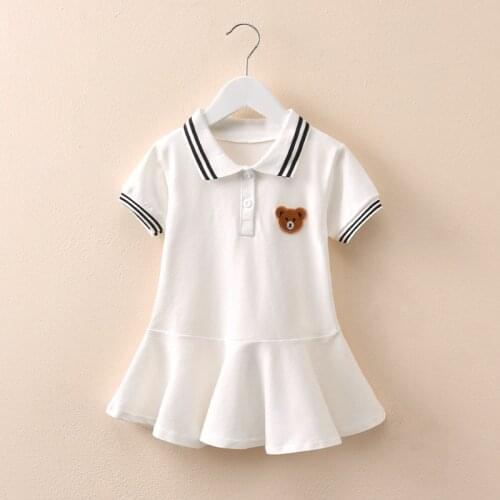 JY 2021 Cotton Summer Girl Turn-down Collar Dress Academy Children Short-sleeved Princess Many Kinds