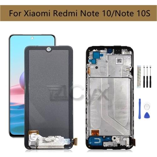 For Xiaomi Redmi note 10 lcd M2101K7AI M2101K7AG Display Touch Screen Digitizer Assembly +Frame lcd Replacement Repair Parts