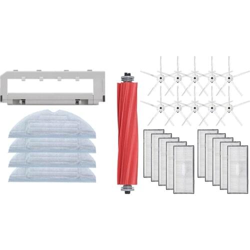 2 Set Vacuum Cleaner Parts: 1 Set Main Brush Cover Spare Parts & 1 Set Main Brush/Cover Mop Cloth Side Brush