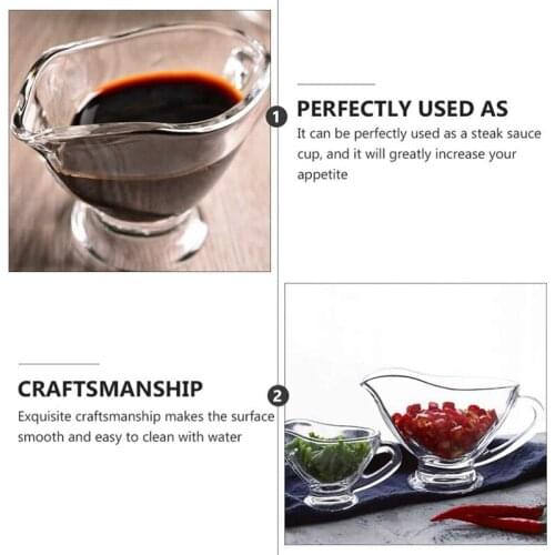 2Pcs Clear Glass Gravy Boat Sauce Boat Seasoning Saucer Jug Western Tableware for Salad Dressings Creamer Dessert Cup