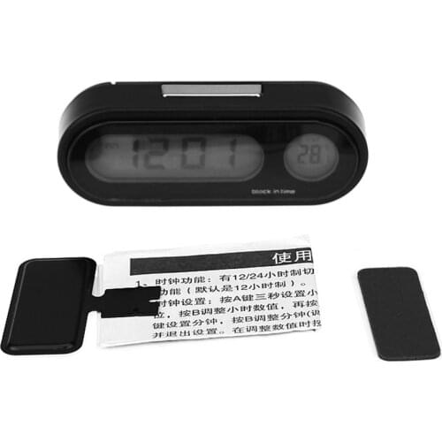 2 In 1 Portable Car LED Screen Clock Digital LCD Clock & Temperature Display Electronic Clock Thermometer Car Accessories
