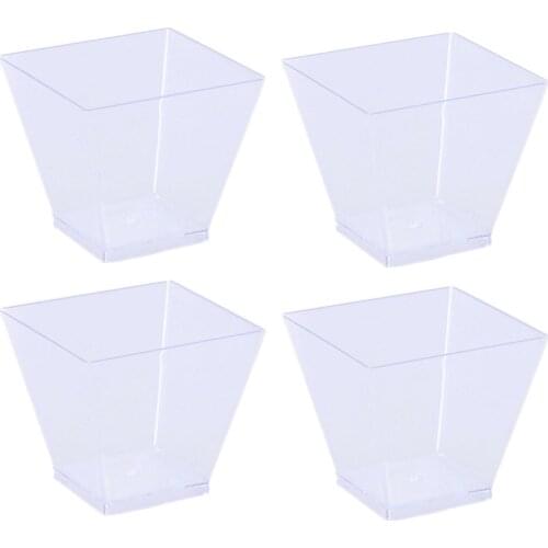 20pcs 60ml Disposable Mousse Cup Thickened Transparent Container Trapezoidal Cup for Jelly Yogurt Dessert