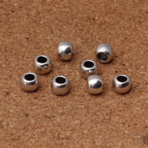 50pcs/lot Fashion Glossy Small Loose Metal Beads 6mm Barrel Big Hole Zinc Alloy Spacing Beads For Beards Wig DIY Jewelry Making