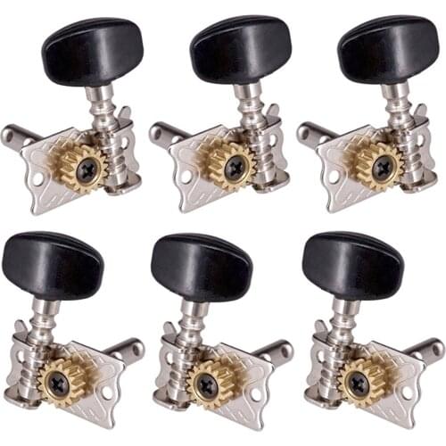6 Pieces Black Guitar Machine Heads Mechanical Tuning Pegs For Acoustic Guitar Electric Guitar, 3R3L