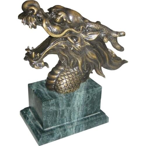 Bronze Brass Dragon Head Statue Sculpture Animal Figurine Art Hot Casting Collection Home Decor