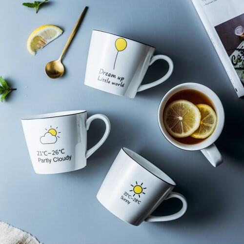Household Drinking Cup Office Mug Restaurant Coffee Milk Cup Creative Cartoon Simple Ceramic Cup 450ML Cup