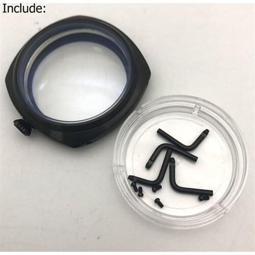 47mm Black 316L Brushed Stainless Steel Watch Case for ETA6497 6498 Movement P47-9 Watch Shell Set