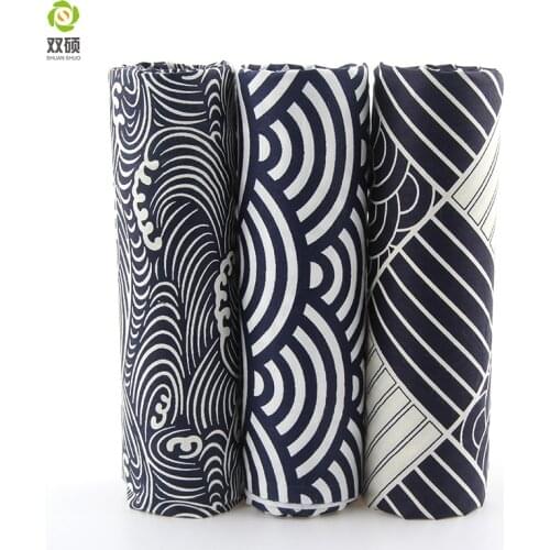 Dark Bule&Black Print Flower Cotton Fabric Cotton Fat Qarters Bundle Fabric For Home Decoration Cloth Patchwork Crafts 40*50