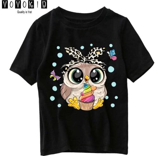 Little Chlidren Summer Top Girl Boy Cute Cartoon Sweet Girls Cute Owl Graphic Streetwear T-shirt Baby T Shirt Cartoon Shirt