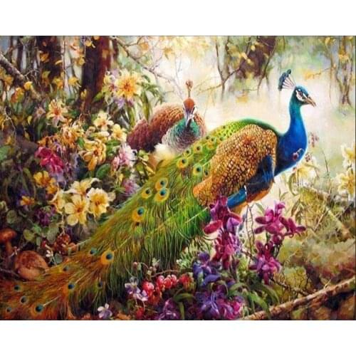Diy Diamond Painting Nature Wild Animals Proud and Beautiful Peacock Color Peacock Blue Green Peacock Decorative Painting