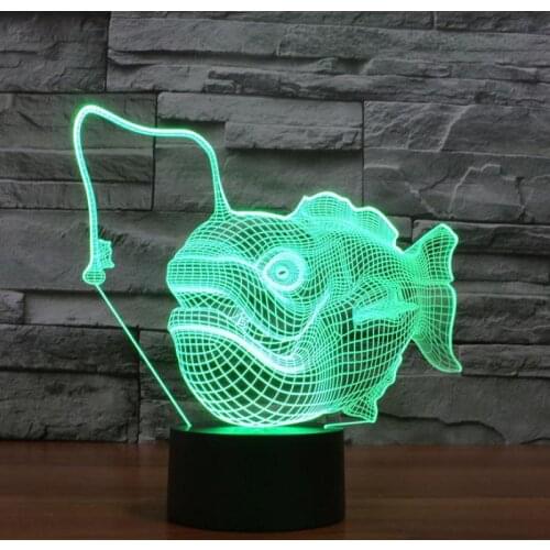 Lantern Fish 3d Lamp 7 color change Gift Led Nightlight Remote Touch switch Led Night Light Lovely cartoon childrens toys