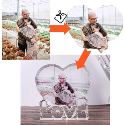Picture Customized Photo Love Heart Crystal Photo Frame For Wedding Anniversary Christmas Birthday Gift Fathers Day Souvenir
