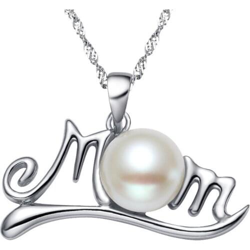 JK Elegant Letter "MOM" Inlaid Simulated pearl Pendant Necklace Fashion Mothers Birthday Gift High Quality Ms. Jewelry