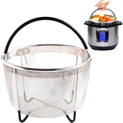 Stainless Steel Rice Cook Steamer Cage Basket with Handle for Electric Pressure Cooker Anti-scald Steamer Fruit Cleaning Basket