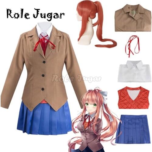 Doki Doki Literature Club Monika Sayori Yuri Natsuki Cosplay Costume Full Set School Uniform Girl Game Costume Monica Cos C90C05