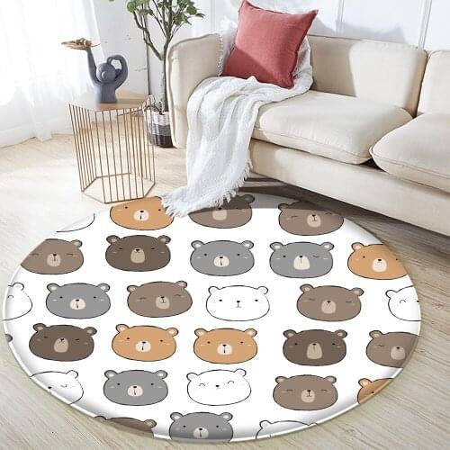 Childrens Room Anti-slip and Anti-fouling Carpet&Rug Fashion Modern Art Soft Cartoon Colorful Bear Childrens Flannel Carpet