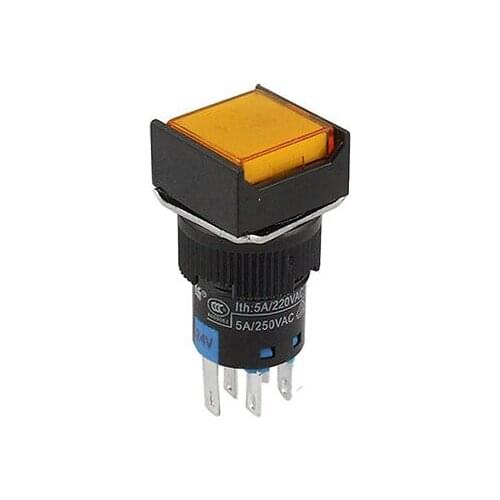 Square Orange Cap 2NO 2NC Selflocking Pushbutton Switch