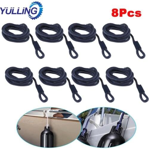 YULLING 8PCS Boat Fender Line 6mm*1.5M Double Braided Fender Line Marine Mooring Line For Yacht Boat Accessories Marine