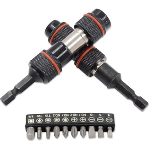 Magnetic Screwdriver Bit Holder Angle Pivot Bit Holder Drive Rail Extension Adapter With 10 Pieces Screwdriver