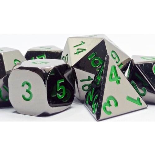 Polyhedral Metal Dice Set of 7 with Black Bag for RPG DnD MTG Games Ancient