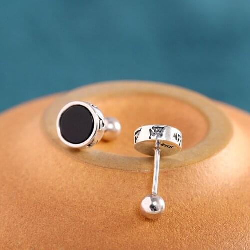 Fashion simple s925 sterling silver earrings six words mantra