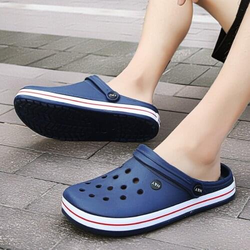 Mens sandals 2021 summer new baotou hollow beach hole shoes breathable large size outdoor shoes double-use cool drag