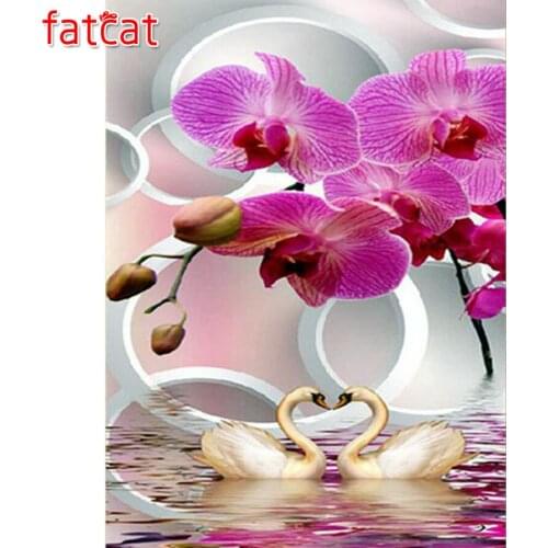 FATCAT Orchid flower swan 5d diy diamond painting full square round drill diamond embroidery kits wall decoration AE2926
